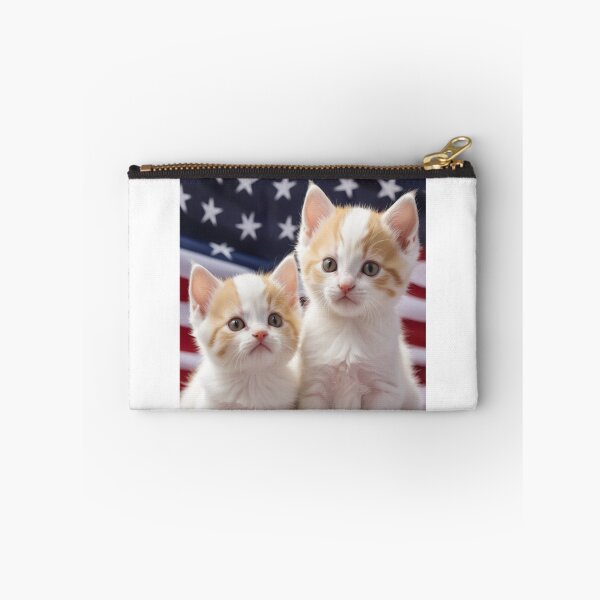 Item preview, Cute kittens with usa flag in the background designed and sold by Designfs.