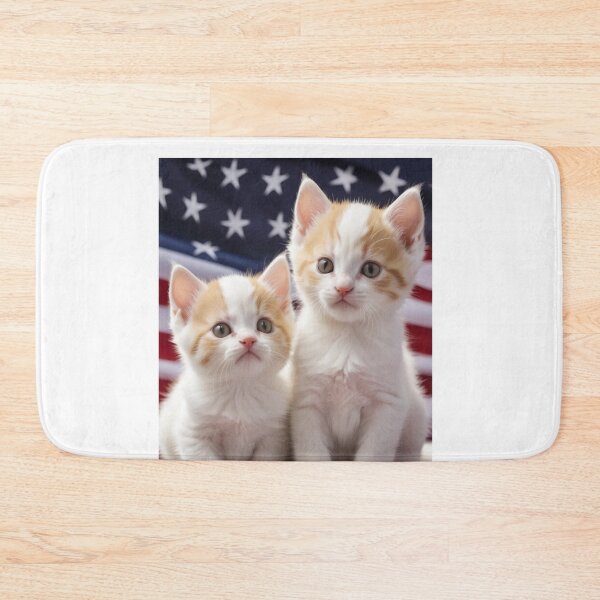Item preview, Cute kittens with usa flag in the background designed and sold by Designfs.