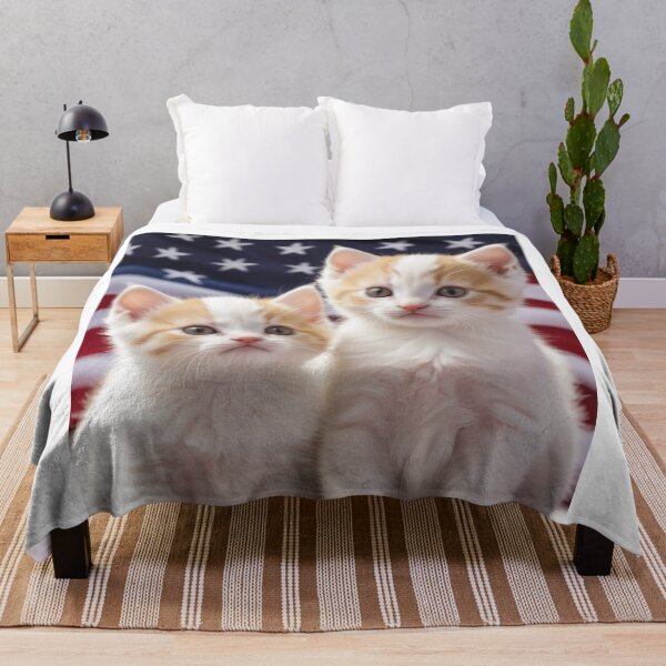 Item preview, Cute  kittens with usa flag in the background designed and sold by Designfs.