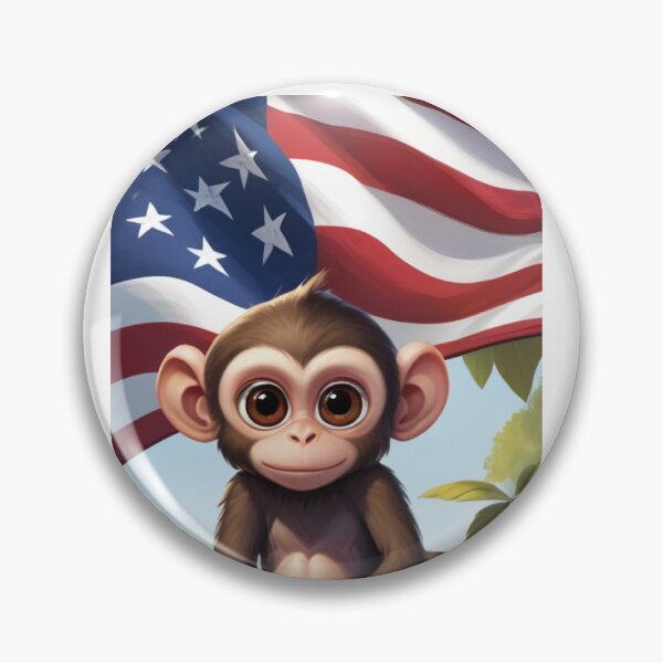 Item preview, Cute monkey with usa flag in the background designed and sold by Designfs.