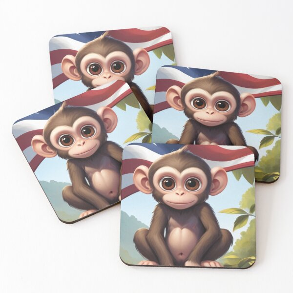 Item preview,  Cute  monkey with usa flag in the background designed and sold by Designfs.