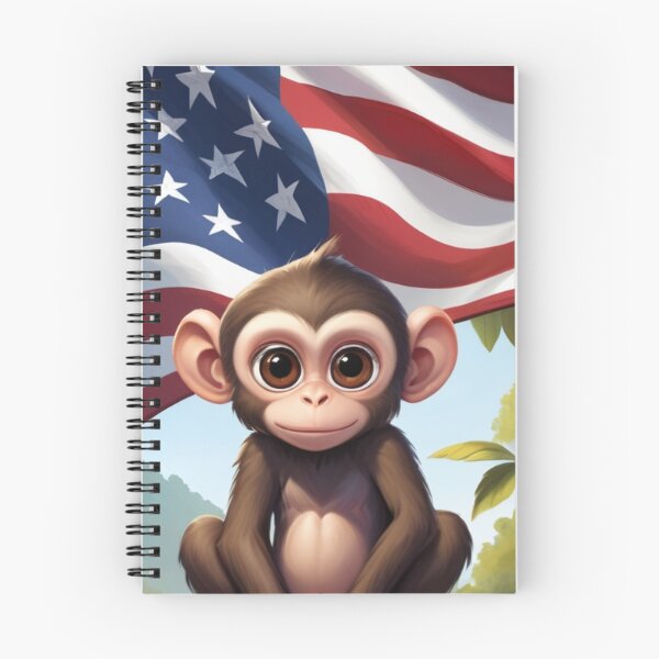 Item preview,  Cute  monkey with usa flag in the background designed and sold by Designfs.
