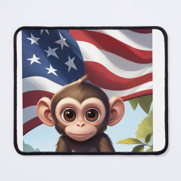 Item preview, Cute monkey with usa flag in the background designed and sold by Designfs.