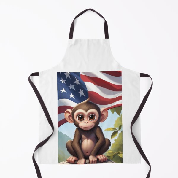 Item preview,  Cute  monkey with usa flag in the background designed and sold by Designfs.