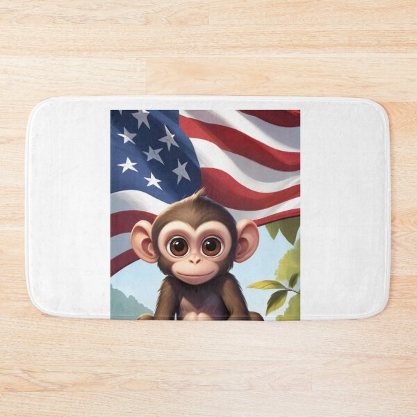 Item preview,  Cute  monkey with usa flag in the background designed and sold by Designfs.