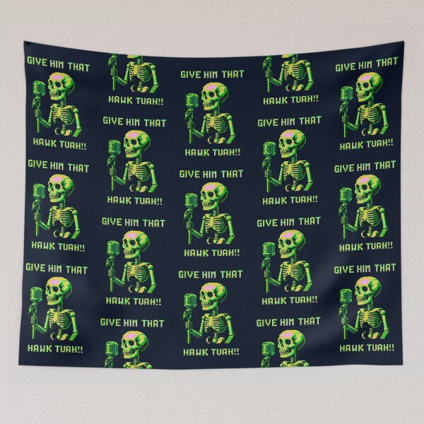 Item preview, Skeleton with Pixelated Microphone: "The Hawk Tuah Interview" designed and sold by Ronny-Owiso.