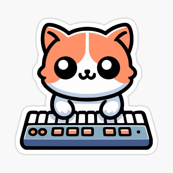 "Cute Cat Synthesizer! Kawaii Keyboard Cats" Sticker for Sale by PMCreative Redbubble
