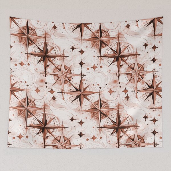 Item preview, Seamless Red-Orange Compass Watercolor Pattern designed and sold by MadeInR.