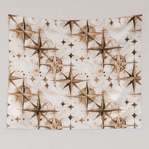 Item preview, Seamless Orange Compass Watercolor Pattern designed and sold by MadeInR.