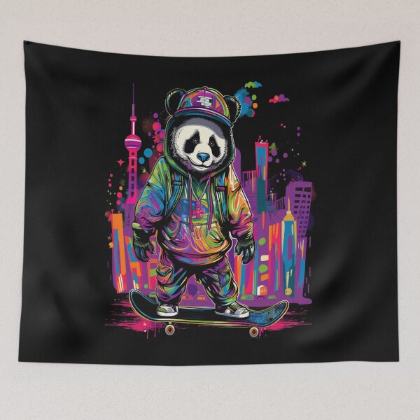 Item preview, Panda Skateboarding in the City designed and sold by ArtFusionVibe.