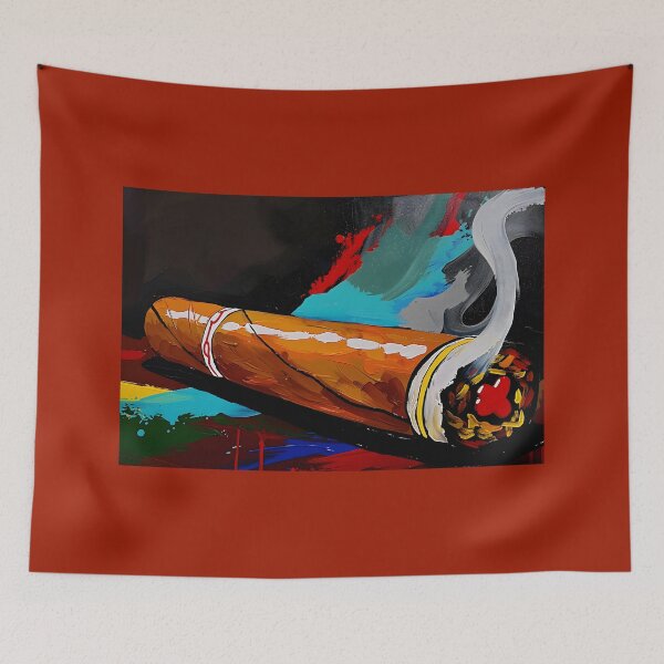 Item preview, Large Cigar with Vibrant Smoke Trail - Bold and Dynamic Abstract Art AI Generated designed and sold by OlfactoART Studio.