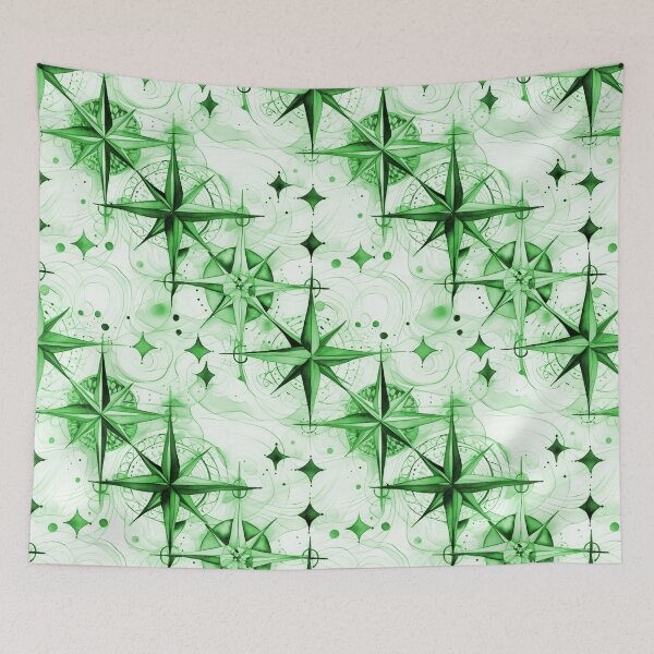 Item preview, Seamless Green Compass Watercolor Pattern designed and sold by MadeInR.