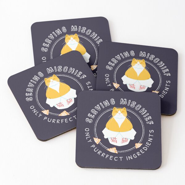 Item preview, Serving Mischief ~ Only Purrfect Ingredients - Cute chubby cat in delivery box with funny text - for lovers of cats and asian food designed and sold by Scolliecat.