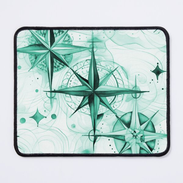 Item preview, Seamless Blue-Green Compass Watercolor Pattern designed and sold by MadeInR.