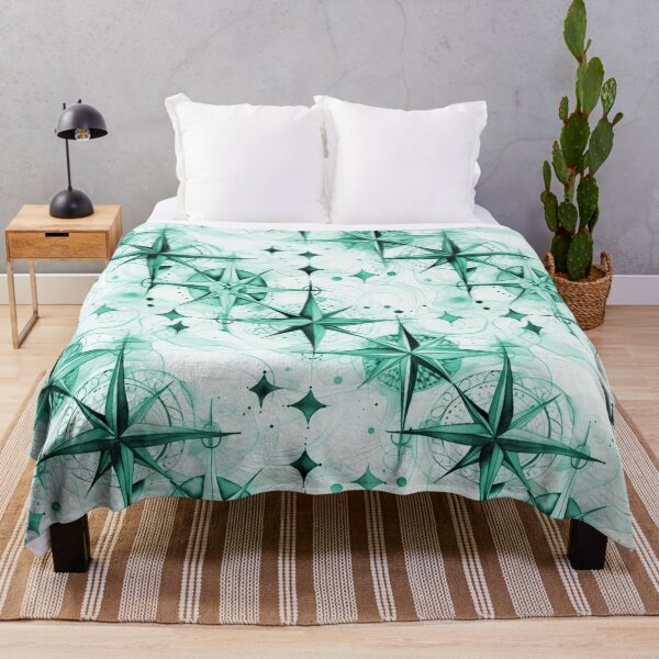 Item preview, Seamless Blue-Green Compass Watercolor Pattern designed and sold by MadeInR.