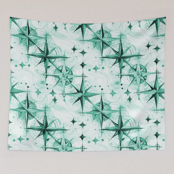 Item preview, Seamless Blue-Green Compass Watercolor Pattern designed and sold by MadeInR.