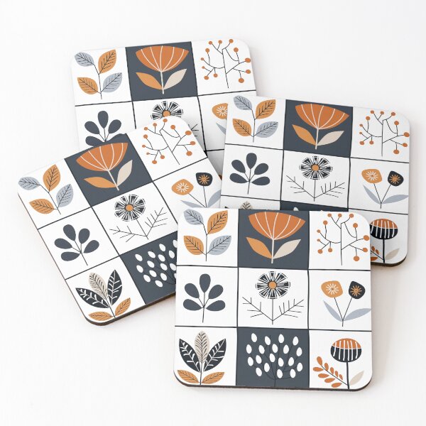 Item preview, Block pattern Boho aesthetic plants pattern Scandinavian folk art cottage core  designed and sold by TankandDPS.