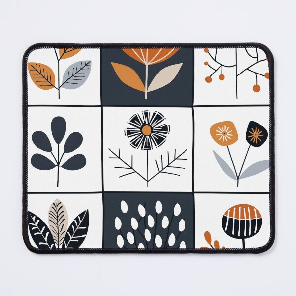 Item preview, Block pattern Boho aesthetic plants pattern Scandinavian folk art cottage core designed and sold by TankandDPS.