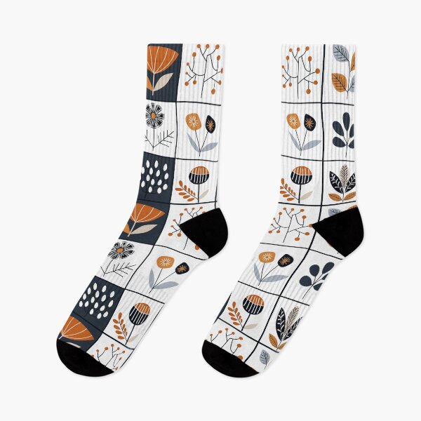 Item preview, Block pattern Boho aesthetic plants pattern Scandinavian folk art cottage core  designed and sold by TankandDPS.