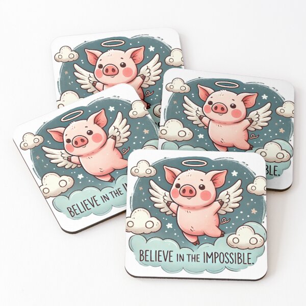 Item preview, Flying Pig with Wings and 'Believe in the Impossible' Text designed and sold by NattyGe.