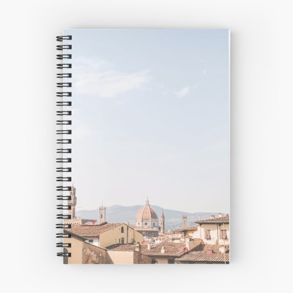Item preview, Florence, Italy I Skyline view of italian rooftops and Duomo Santa Maria del Fiore cathedral church with summer pastel aesthetics in sunny orange tones for living la dolce vita under the sun blue sky designed and sold by Julie Travel Photography.