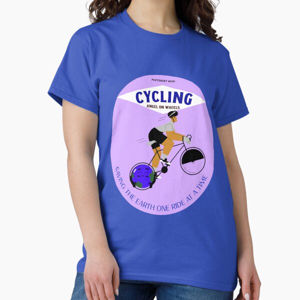 Item preview, save earth cycling angel riding bicycle adventure cycling designed and sold by PopTShirt.
