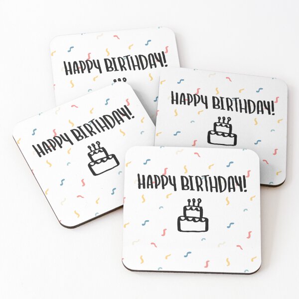 Item preview, cute simple happy birthday handwritten card with confetti and cake designed and sold by victoriabr-.