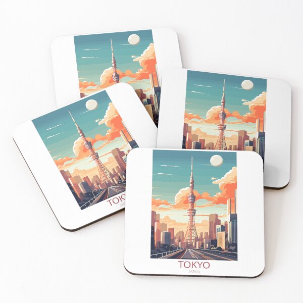 Item preview, Vintage Tokyo travel poster – Minimal retro skyline wall art with Tokyo Tower designed and sold by pod24.