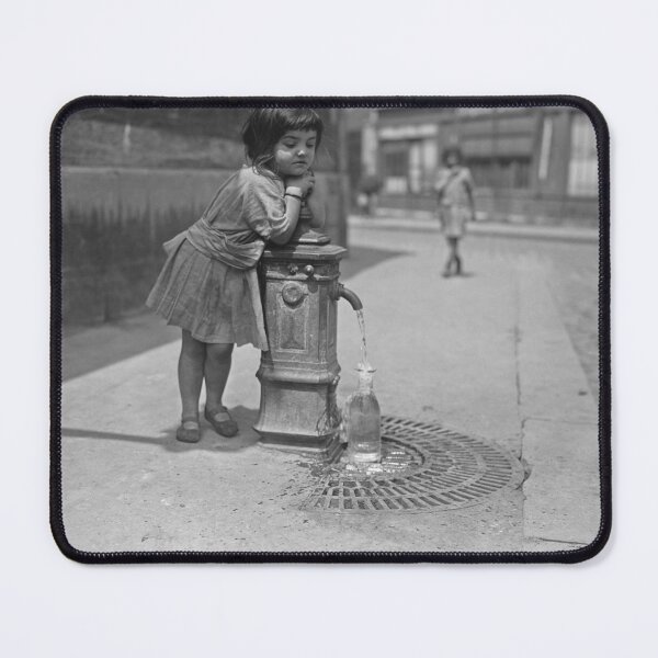 Item preview, Waiting is the hardest part | little girl drawing water from a Paris fire hydrant vintage funny humorous black and white photograph designed and sold by Jéanpaul  Ferro.