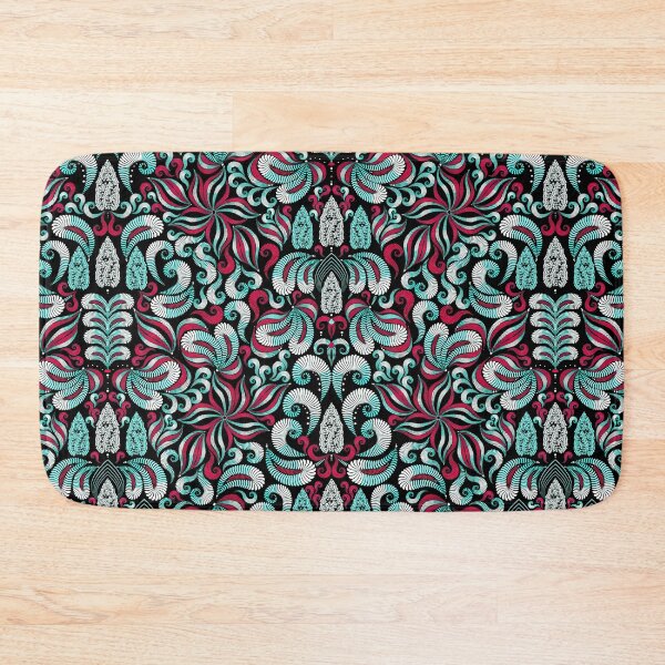 Item preview, Damascus, red-turquoise elements on a black background designed and sold by Alex  Blud.