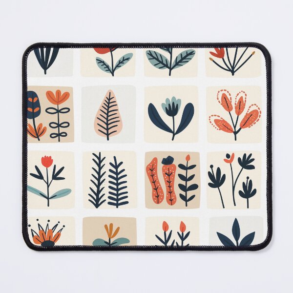 Item preview, 16 Block pattern Boho aesthetic plants pattern Scandinavian folk art cottage core designed and sold by TankandDPS.