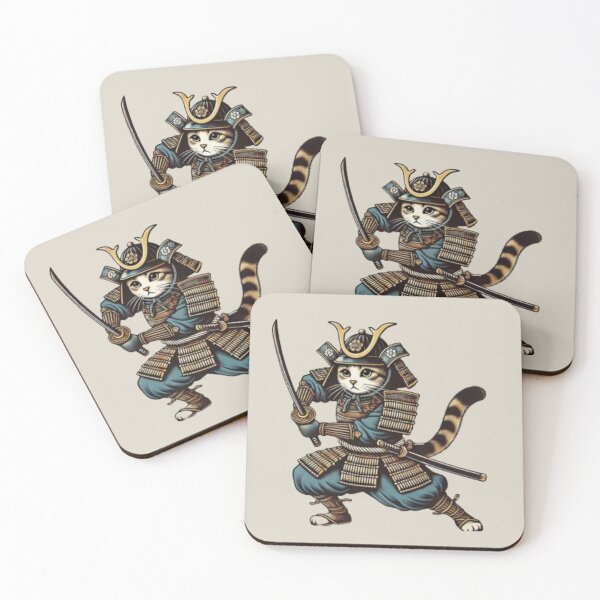 Item preview, Samurai Cat in Blue Warrior Fighter Protector designed and sold by JediKittenWars.