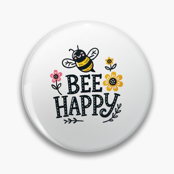 Item preview, Cute Bee Happy Motivational Quote with Flowers designed and sold by WhiteDoveArt.