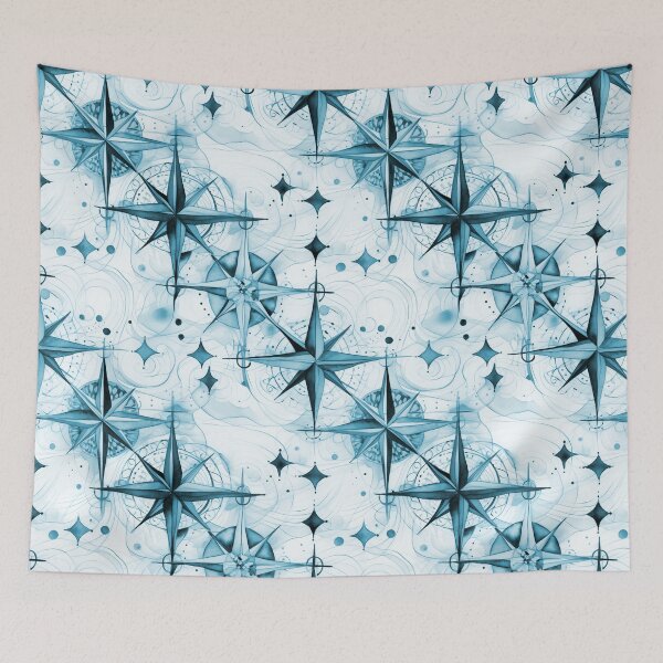 Item preview, Seamless Blue Compass Watercolor Pattern designed and sold by MadeInR.