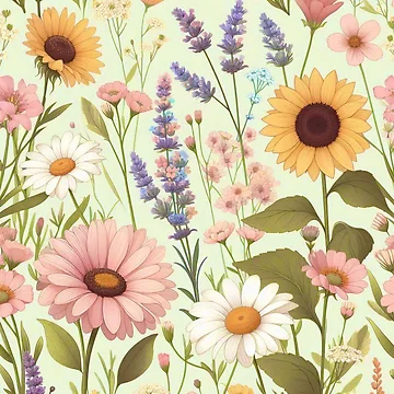 Artwork thumbnail, Wildflowers Spring Pattern by Myra365Art
