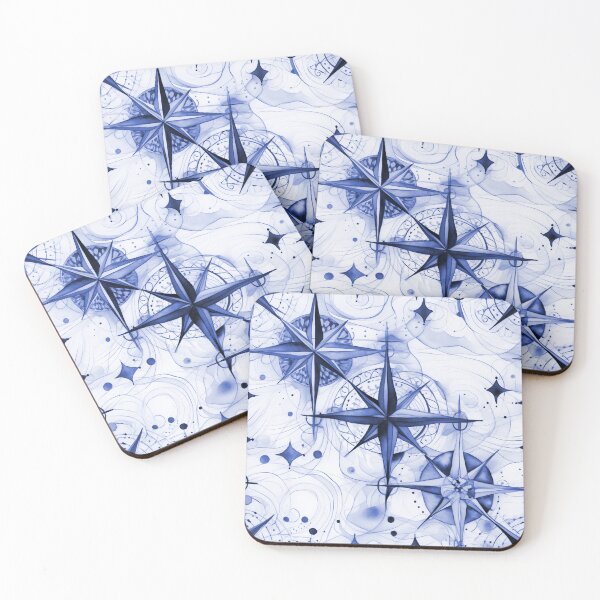 Item preview, Seamless Blue-Violet Compass Watercolor Pattern designed and sold by MadeInR.