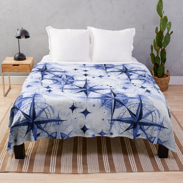 Item preview, Seamless Blue-Violet Compass Watercolor Pattern designed and sold by MadeInR.