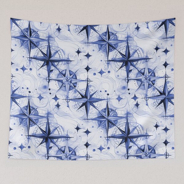 Item preview, Seamless Blue-Violet Compass Watercolor Pattern designed and sold by MadeInR.