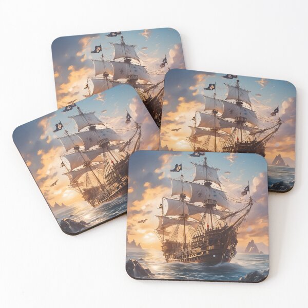 Item preview, Pirate Ship In Ocean designed and sold by BeachBreezyVA.
