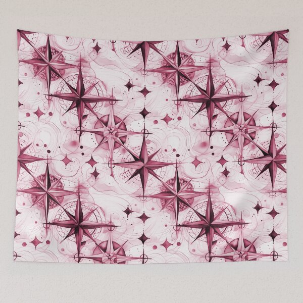Item preview, Seamless Red-Violet Compass Watercolor Pattern designed and sold by MadeInR.