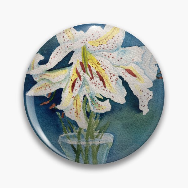 Item preview, White Lilies in a Glass Vase designed and sold by The Elderberry Blossom.