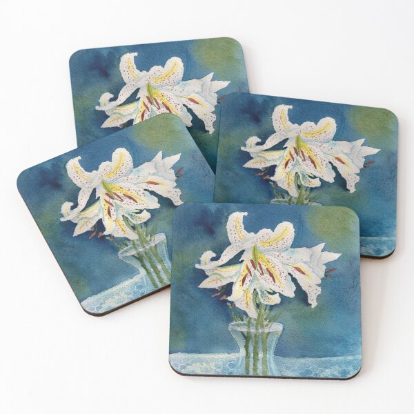 Item preview, White Lilies in a Glass Vase designed and sold by The Elderberry Blossom.