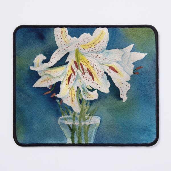 Item preview, White Lilies in a Glass Vase designed and sold by The Elderberry Blossom.