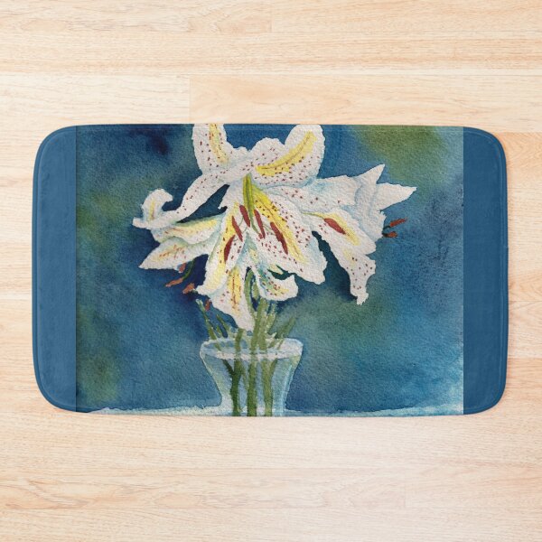 Item preview, White Lilies in a Glass Vase designed and sold by The Elderberry Blossom.