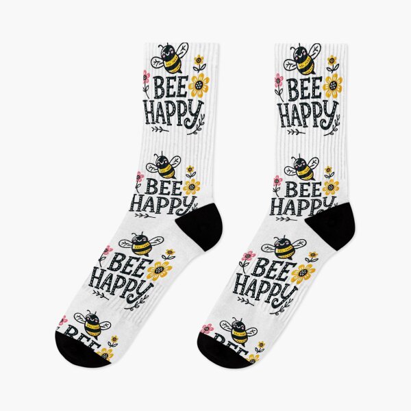 Item preview, Cute Bee Happy Motivational Quote with Flowers designed and sold by WhiteDoveArt.