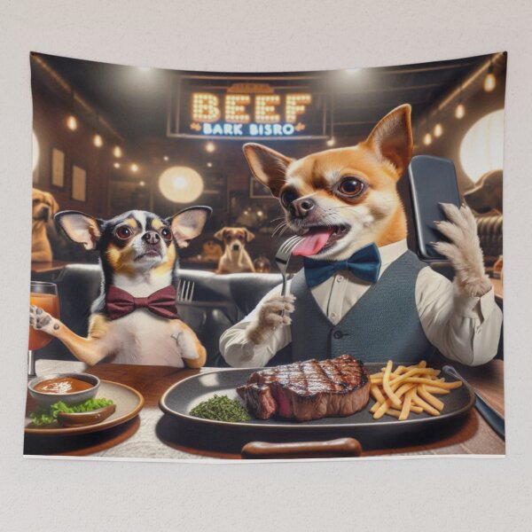 Item preview, Chihuahua Social Media Celebrity Taking Selfie Eating a Steak designed and sold by TheDogOnIt.