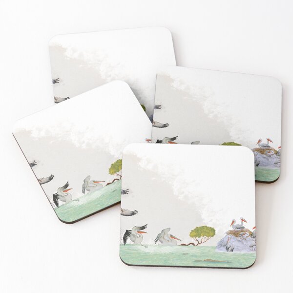 Item preview, Pelican's lake landscape illustration designed and sold by the little fennec.