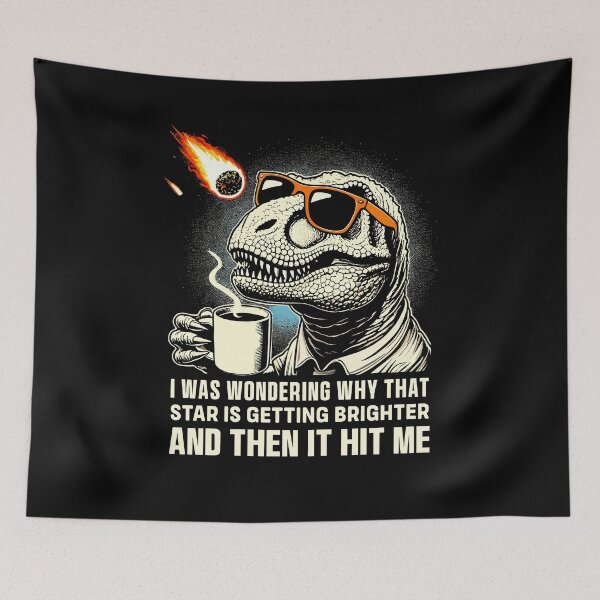 Aperçu de l'œuvre Dinosaur T-Rex in Sunglasses with Coffee Asteroid Novelty Meme Funny Dinosaur créée et vendue par KsuAnn.