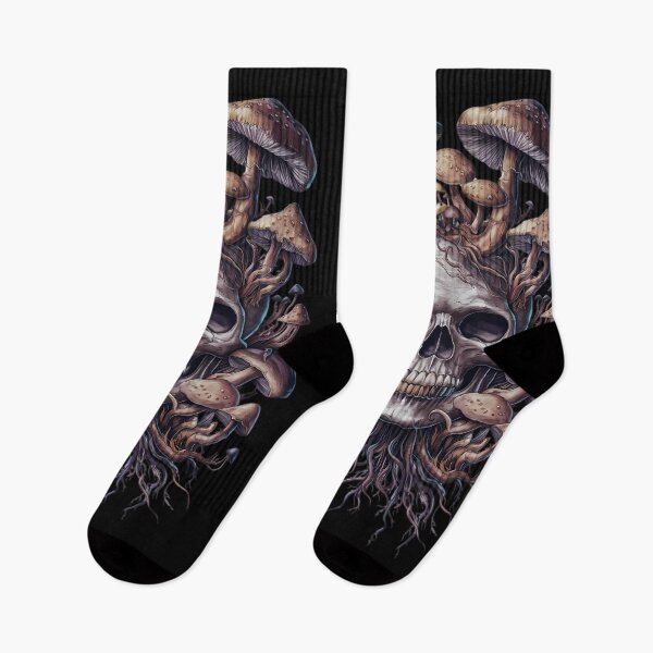 Item preview, Skull and mushrooms fantasy goblincore aesthetic gift for forager gothic dark goth lover toadstool  designed and sold by Fantasy Cache.