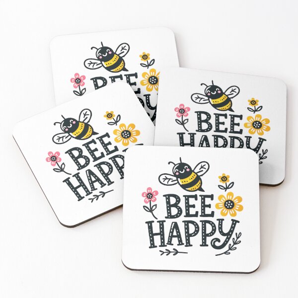 Item preview, Cute Bee Happy Motivational Quote with Flowers designed and sold by WhiteDoveArt.